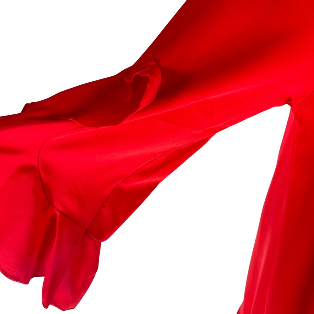 159. Red Ruffle Sleeve Blouse - Picture 7 of 7